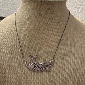 Plunder Silver Tone 'I Choose Happy' Whale Pendant Necklace